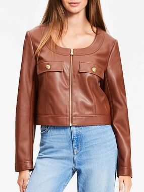 Loft- Faux Leather Zip Jacket.  Size Small